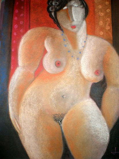 dona despullada Pastel Canvas Figure Painting