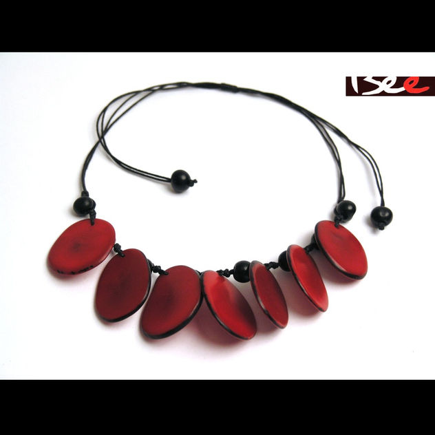 Collar  Ibiza pequeño Rojo, Tagua y Asay