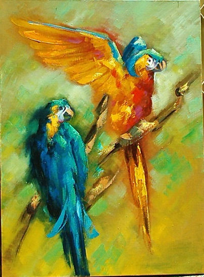 GUACAMAYAS INTENSAS Oil Canvas Animals