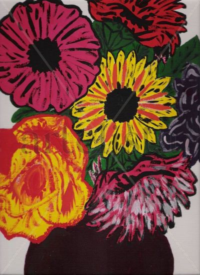 Arreglo Floral Acrylic Paper Floral Painting