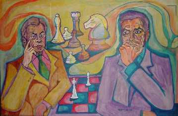 Ajedrez 1982 (Felipe González versus Adolfo Suárez) Acrylic Panel Portrait