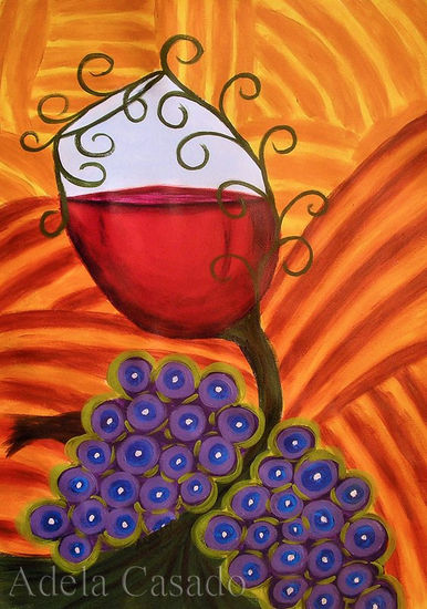 COPA DE VINO BORRACHA Acrylic Canvas Still Life Paintings