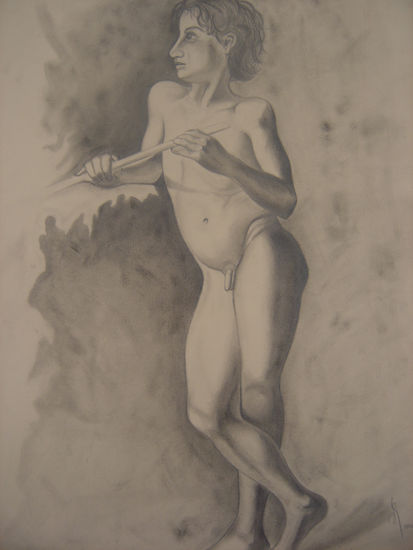 El FLAUTISTA obra tomada de MARIANO FORTUNY ( 1859) Pencil