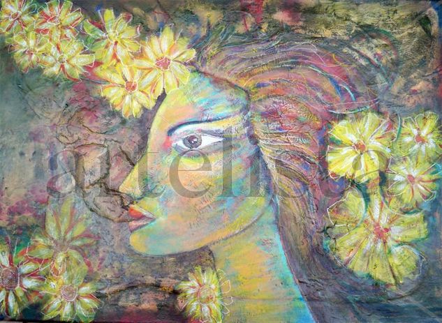 Flora1 Mixed media Canvas Figure Painting