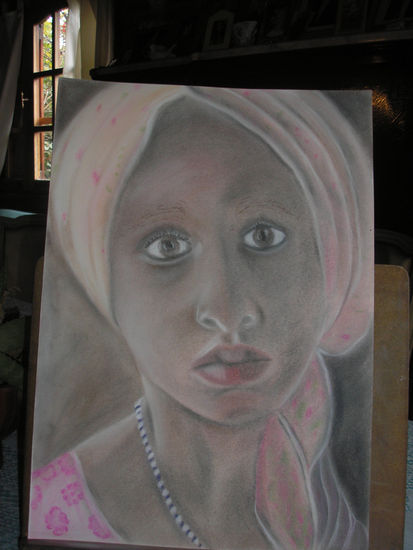 Niña de Darfur Pastel Cartulina Retrato