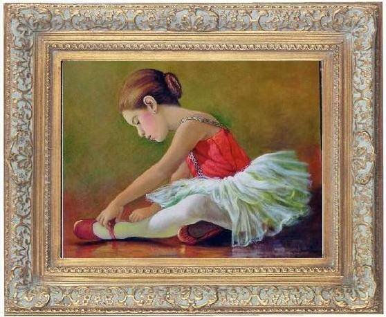 bailarinita atandose las zapatillas Oil Canvas Landscaping