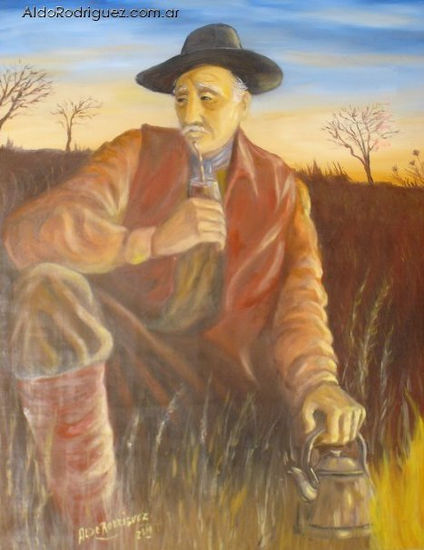 Gaucho mateando Oil Canvas Landscaping