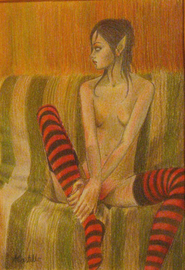 Rayas Pencil (coloured) Paper Nude Paintings