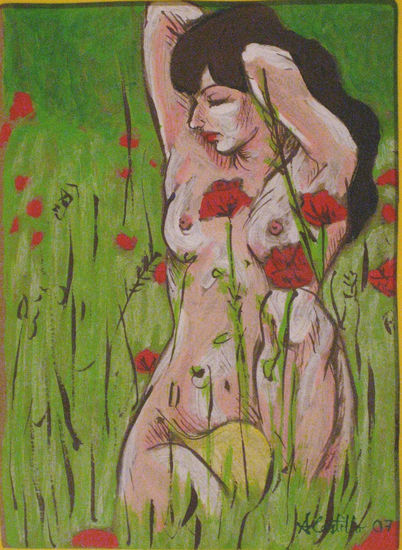 Amapolas Gouache Others Nude Paintings