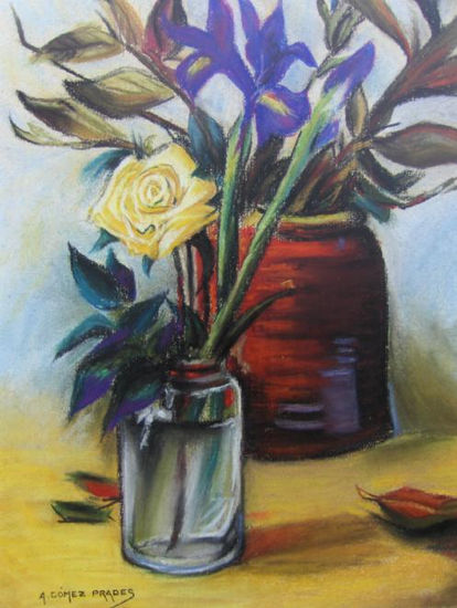 Lirios Pastel Paper Floral Painting