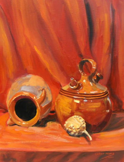 Bodegón en Rojo Oil Canvas Still Life Paintings