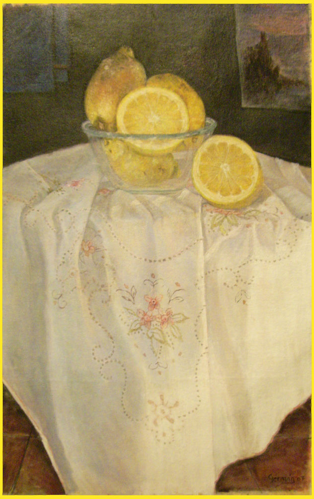 limones sobre mantel