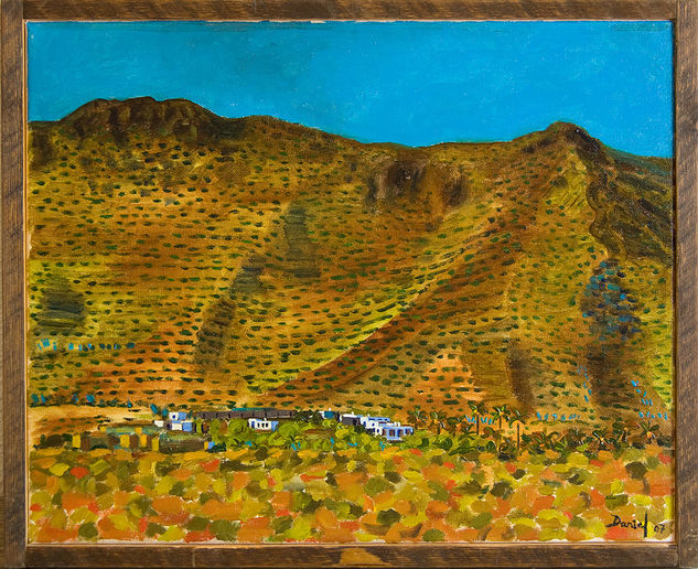 El cortijo del Carrizalejo con montañas Oil Canvas Landscaping