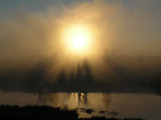 Amanecer brumoso en Badajoz