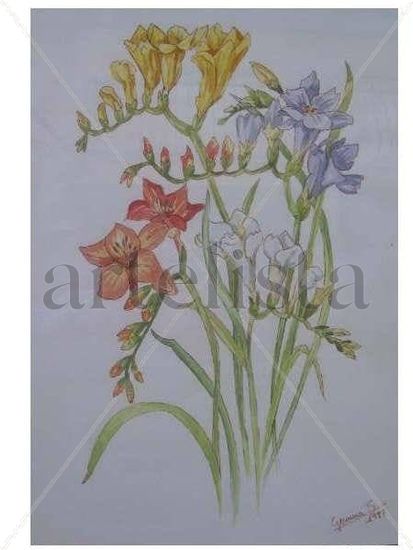 flores Watercolour Card Floral Painting