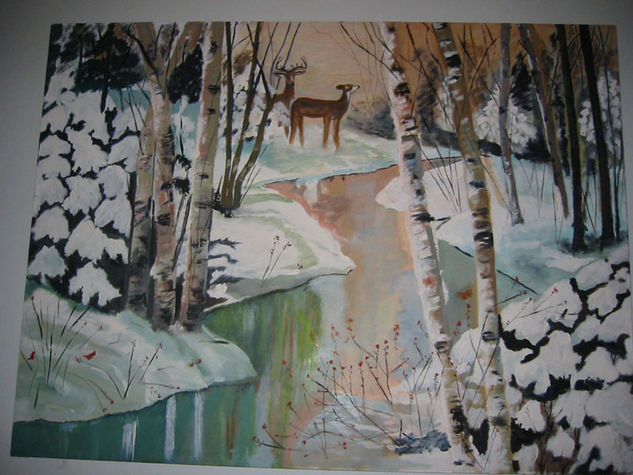 Invierno en el bosque Oil Canvas Landscaping