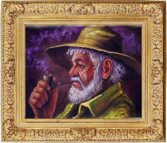 viejo con pipa Oil Canvas Landscaping