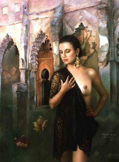 Secretos, 1993. Oil Panel Figure Painting