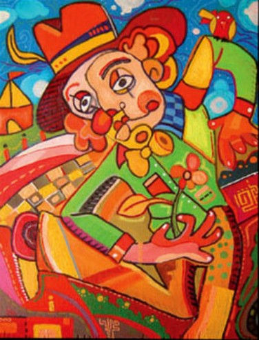 el payaso de la flor Oil Canvas Landscaping