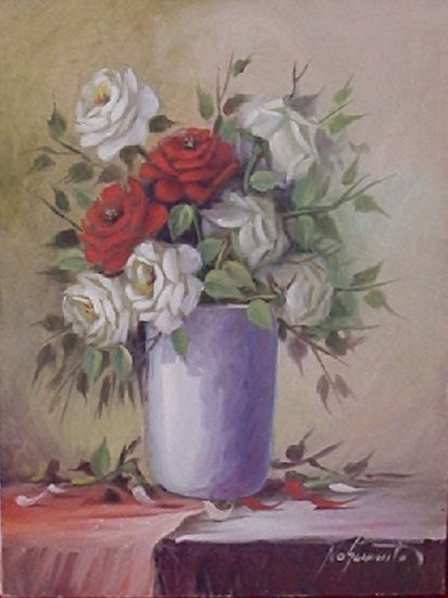 Rosas II Oil Canvas Floral Painting