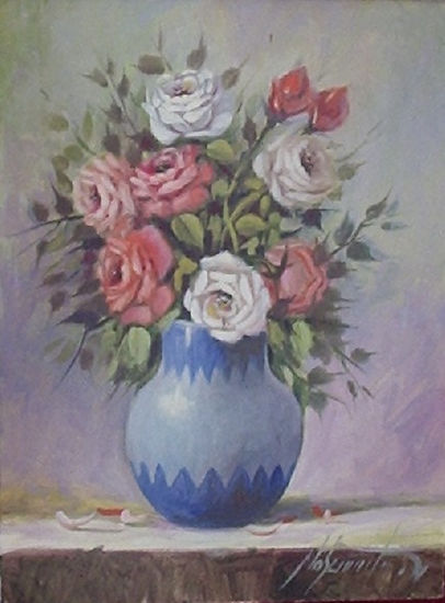 Rosas III Oil Canvas Floral Painting