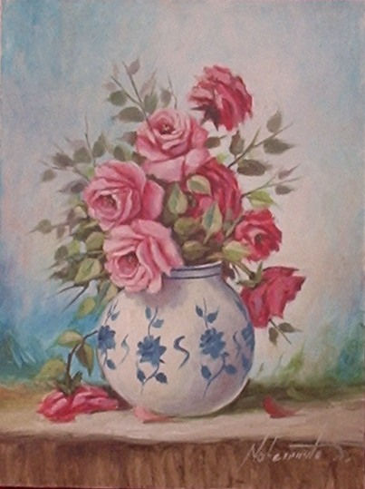 Rosas IV Oil Canvas Floral Painting