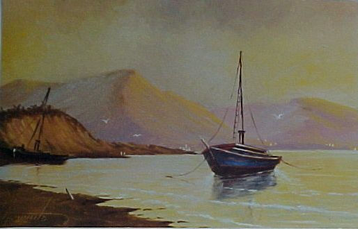 Marina III Oil Canvas Marine Painting