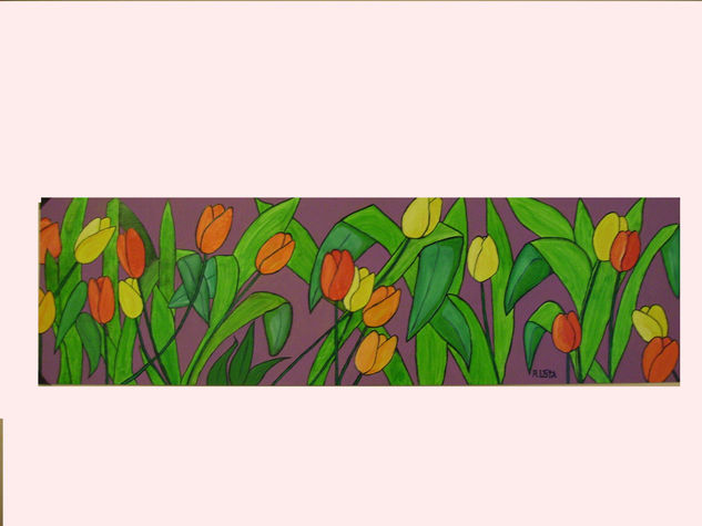 Los tulipanes Oil Panel Floral Painting