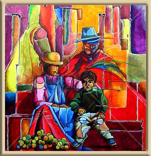 La Familia Acrylic Textile Figure Painting