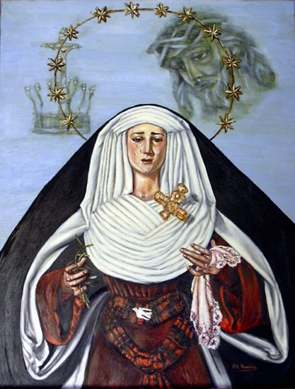 Nuestra Señora de Paz y Esperanza Óleo Lienzo Figura