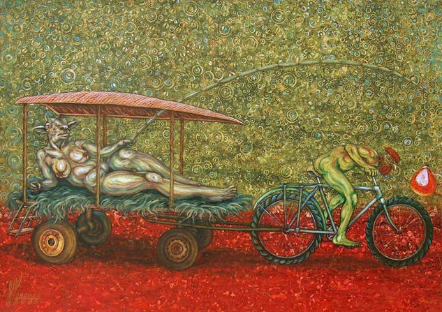 UN GRANO DE MAÍZ. DE LA SERIE, DE COCHE Y CARNADA Oil Canvas Figure Painting