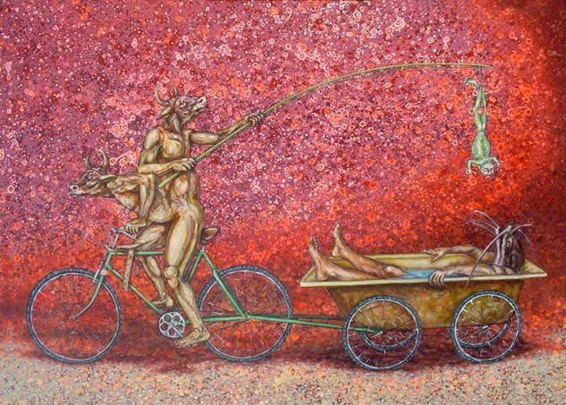 El Lorentauro, Ariadna y la carnada, de la serie sueño Taurino Oil Canvas Figure Painting