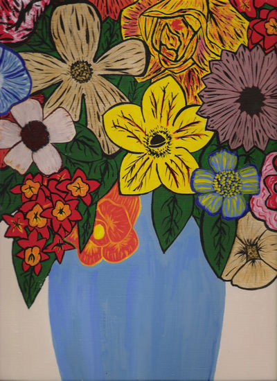 Arreglo Primaveral Acrylic Paper Floral Painting