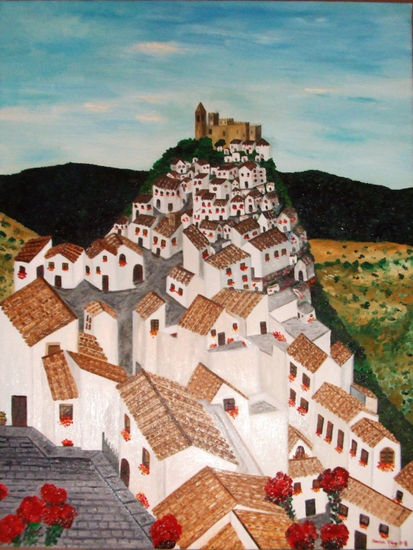 Pueblo andaluz, óleo 50x66. Fecha 28-11-08. Oil Canvas Landscaping