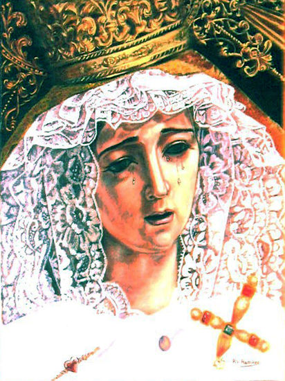 Virgen del Amor Oil Canvas Portrait