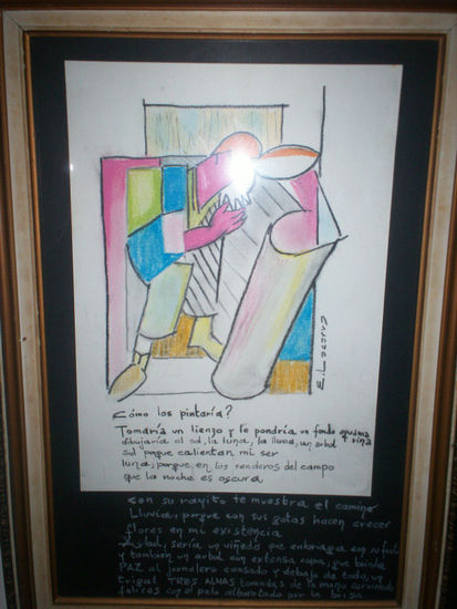 Por Picasso en poesia Media Mixta Papel Figura