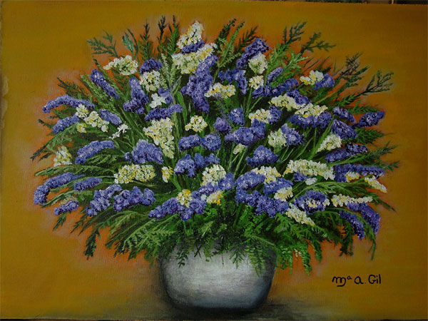 Flores azules Oil Panel