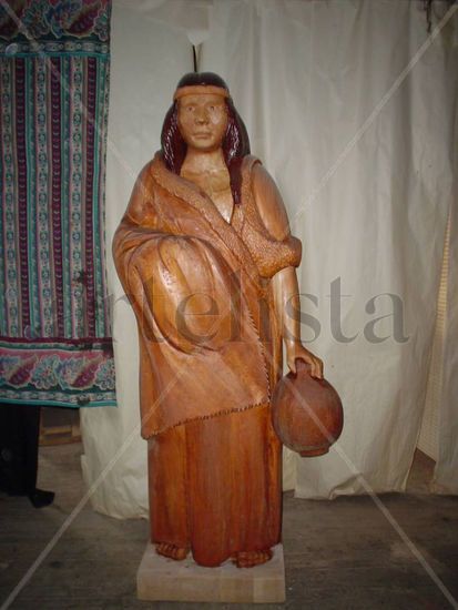 Mujer Tehuelche Madera Figurativa