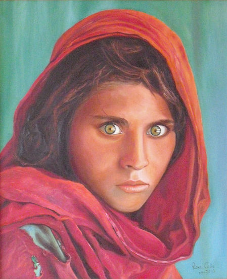 Sharbat Gula Óleo Lienzo Figura