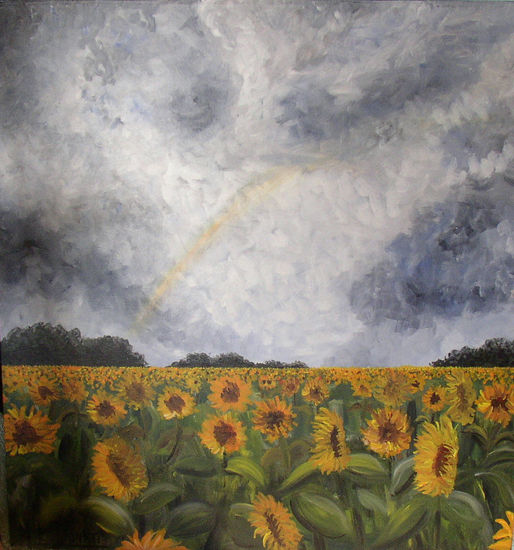 Campo con girasoles Acrylic Canvas