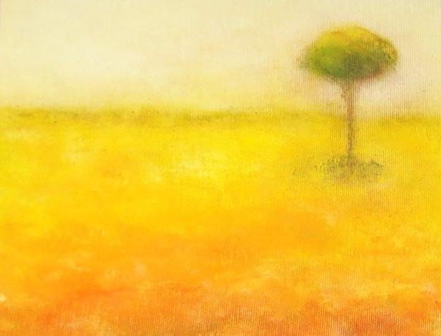 paisaje amarillo con árbol Oil Canvas Landscaping