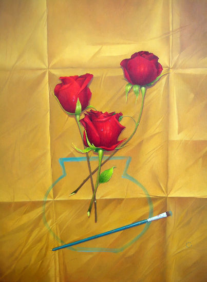 Rosas Rojas Oil Canvas Floral Painting