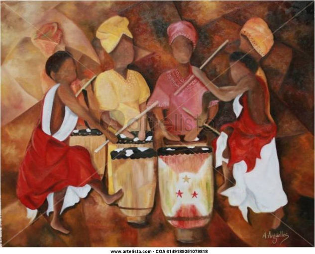 Los tambores de gitega Oil Canvas Figure Painting