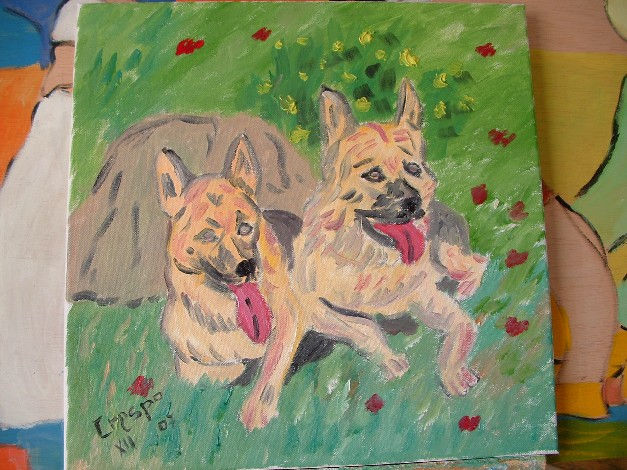 Animales Dos perros amigos Oil Canvas Landscaping