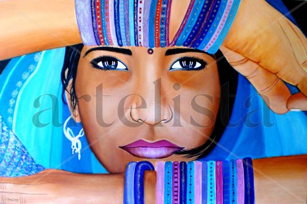 Mirada profunda Acrylic Textile Portrait