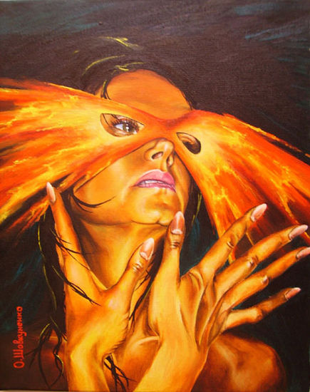 Mascara del fuego Oil Canvas Portrait