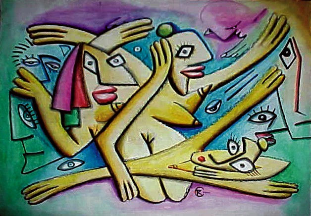 Las bailarinas Mixed media Paper Figure Painting