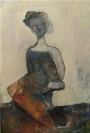 reposo de mujer en gris Oil Paper Figure Painting