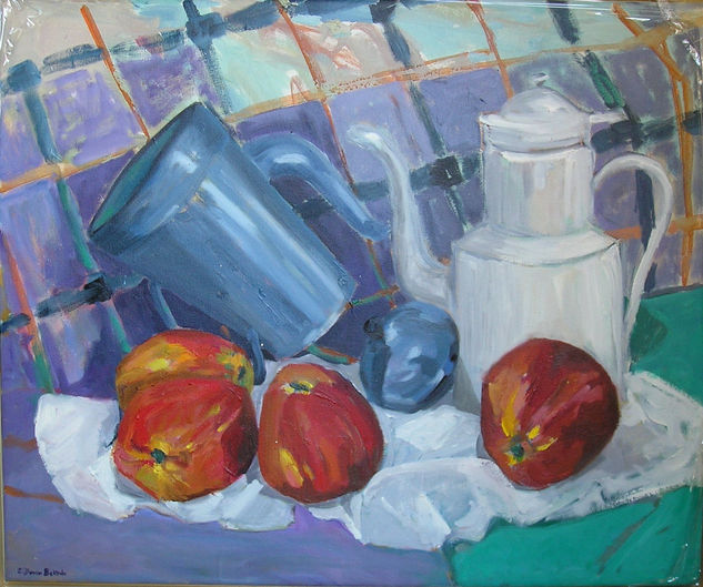 Bodegó amb pomes Oil Canvas Still Life Paintings