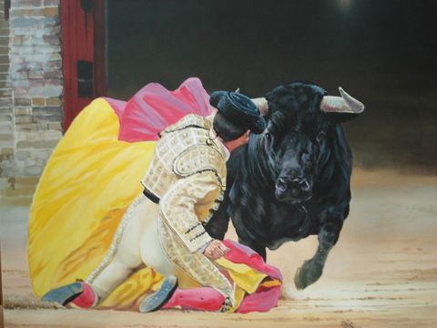 Torero esperando Oil Canvas Landscaping